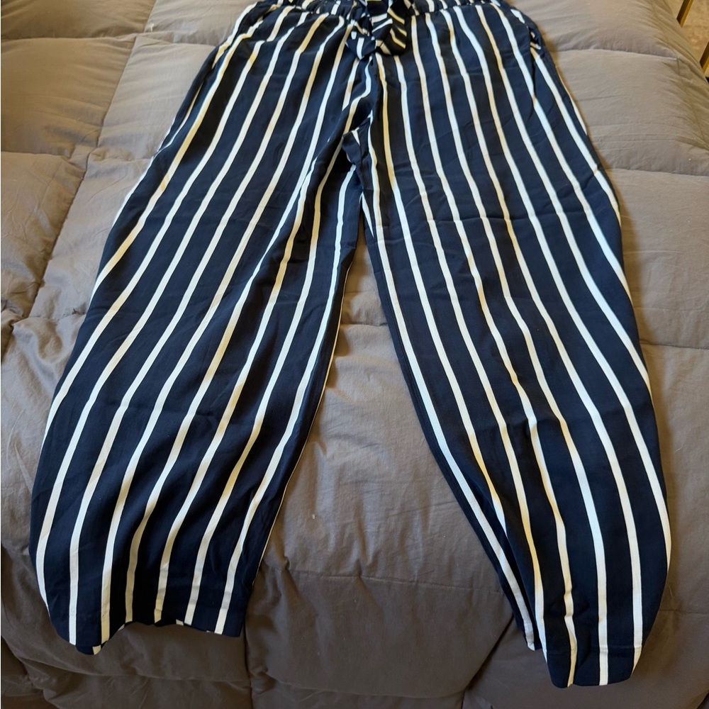 Navy blue and White Striped Pants